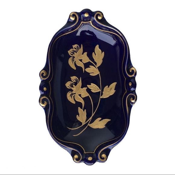 Vintage Ilmenau Echt Kobalt West German gilded indigo blue gold platter 1930s​ - Picture 1 of 13